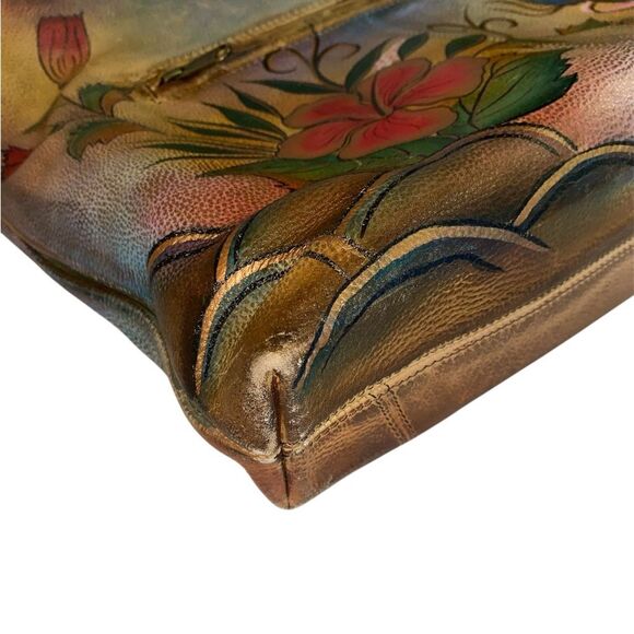 Anuschka Hand painted Leather Satchel Bag in Butterfly Floral - Picture 14 of 16